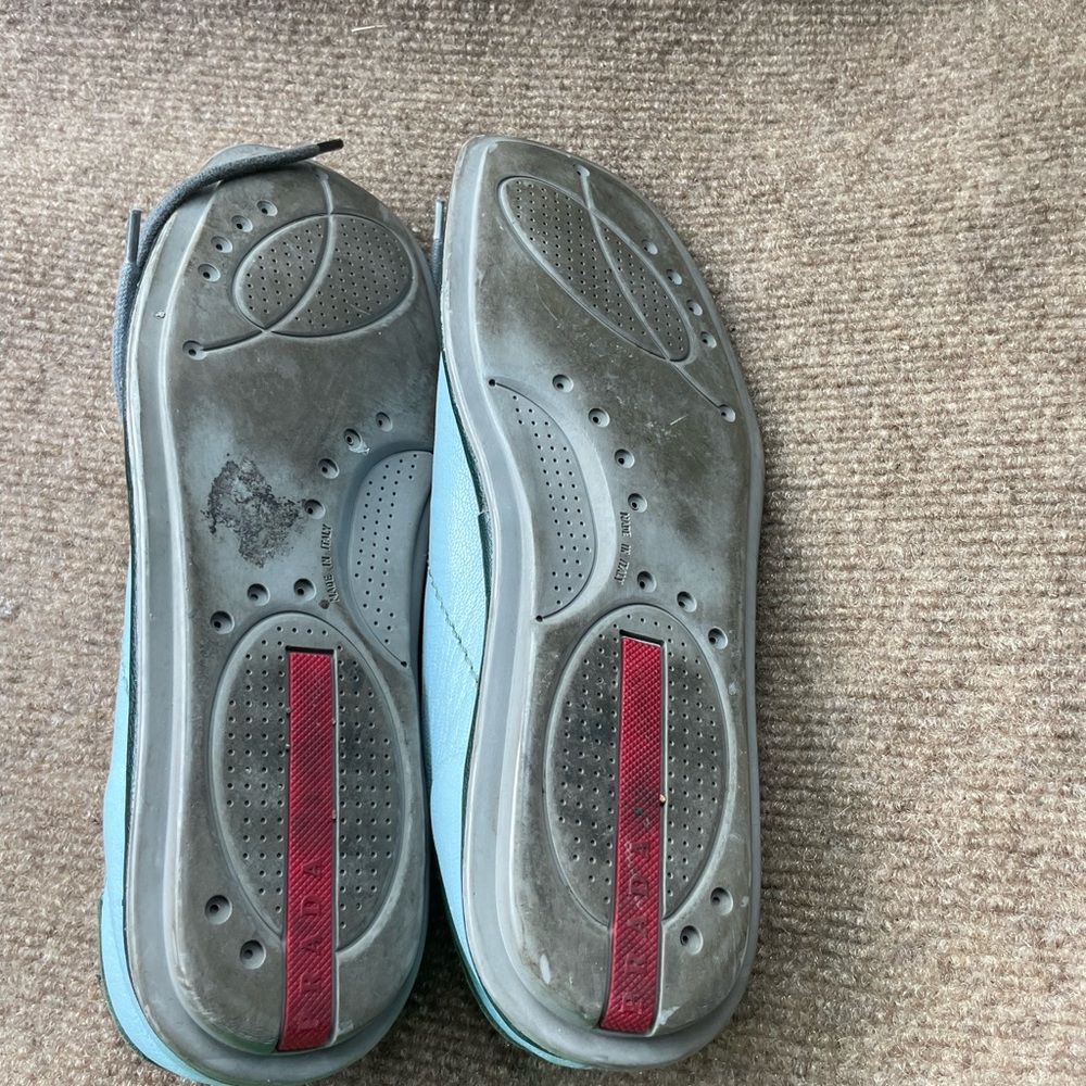 PRADA Light Blue Leather Women’s Lace-Up Shoes - Picture 6 of 8